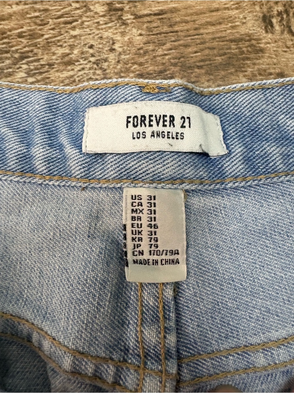 Forever 21 Light Wash Denim Shorts - Pale Blue
